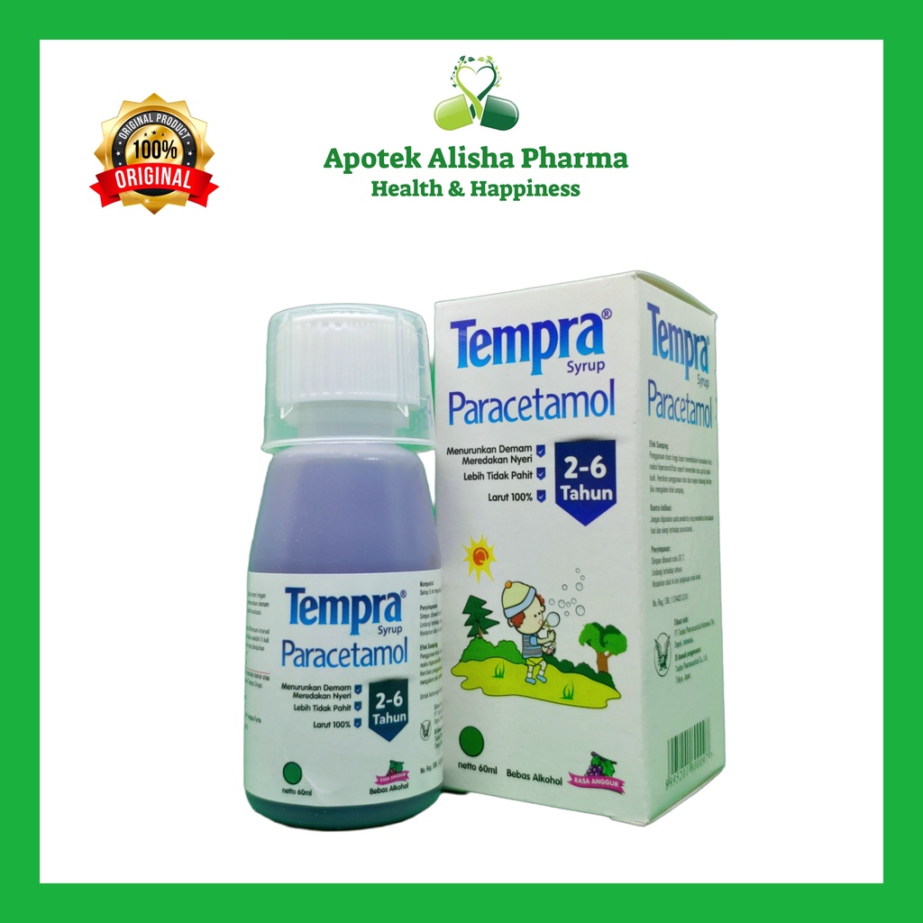 TEMPRA SYRUP 100ml 60ml 30ml - Tempra Sirup Obat Penurun Panas Demam Anak Umur 2 6tahun Untuk Sakit Gigi dan Pereda Nyeri Anak / Tempra Sirup Rasa Grape Anggur