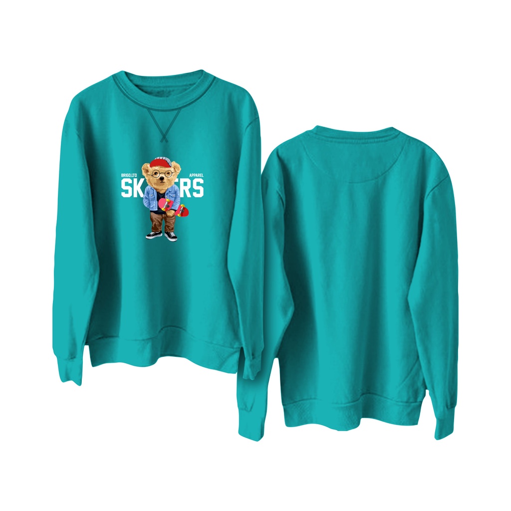 BRIGO Basic Sweatshirt BERUANG SKATER II Sweater Crewneck BRIGO Sablon DTF Fleece Cotton II SIZE M-XXL (Pria &amp; Wanita) Free stiker&amp;Gantungan Kunci