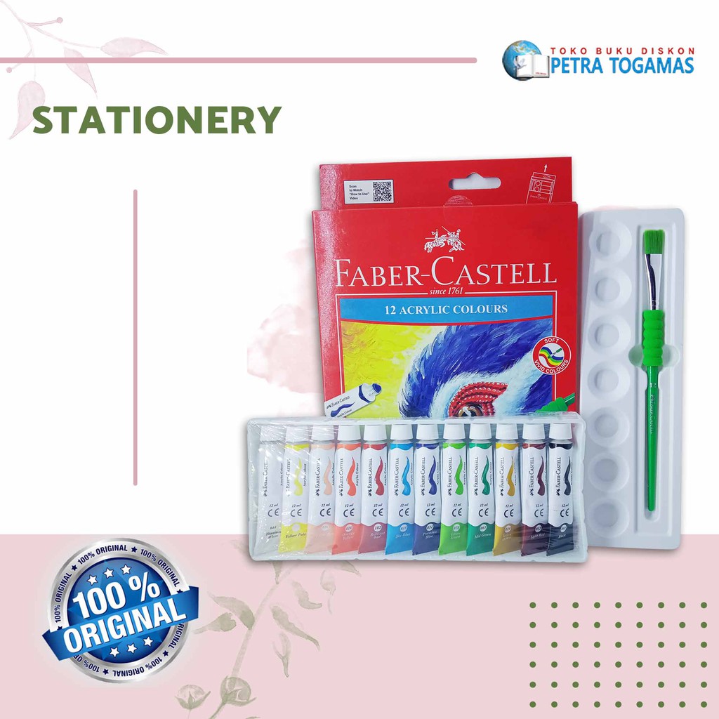 

CAT ACRYLIC SET 12C (572312) 12ML FABER CASTELL 12 COLOR + PALETTE + GRIP BRUSH