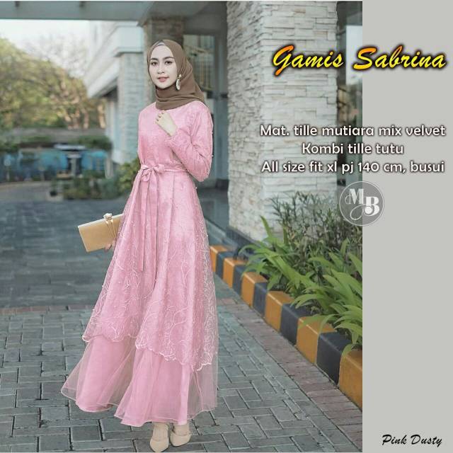 COD Aldine Baju Gamis Brukat Tile Remaja Dewasa Seragam Pesta Wanita Muslim - Size M L XL XXL Jumbo (SABRINA)-1