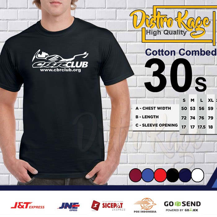 BAJU KAOS PRIA WANITA GAMBAR MOTOR Honda CBR Club  COTOON COMBAD 30S