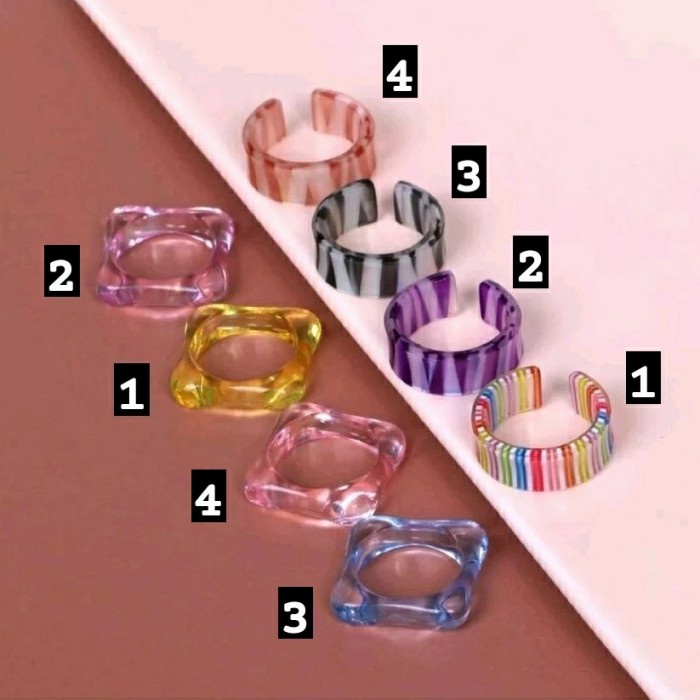 SET CINCIN WANITA KOREA MURAH AKSESORIS WANITA TERBARU RING RESIN CINCIN MURAH