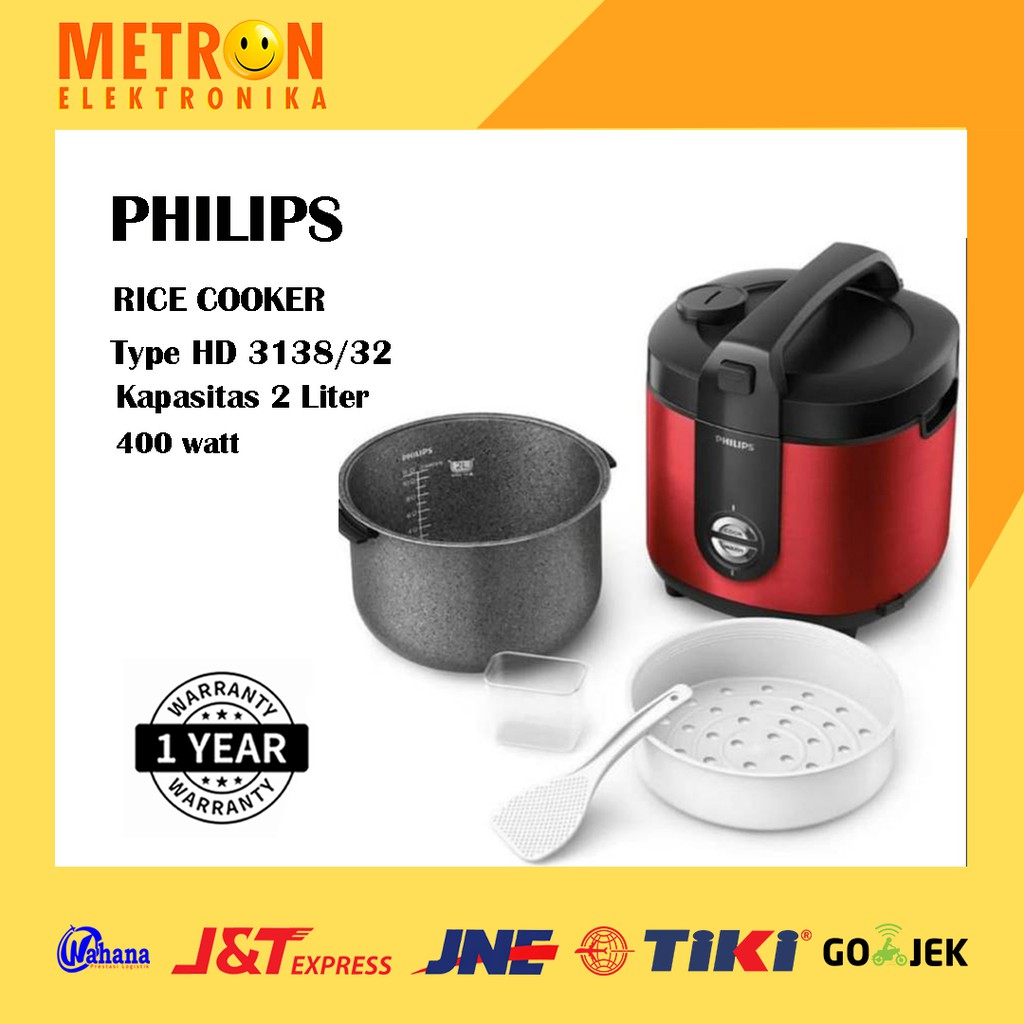 PHILIPS HD 3138/32 RICE COOKER / PENANAK NASI 2 LITER / HD313832