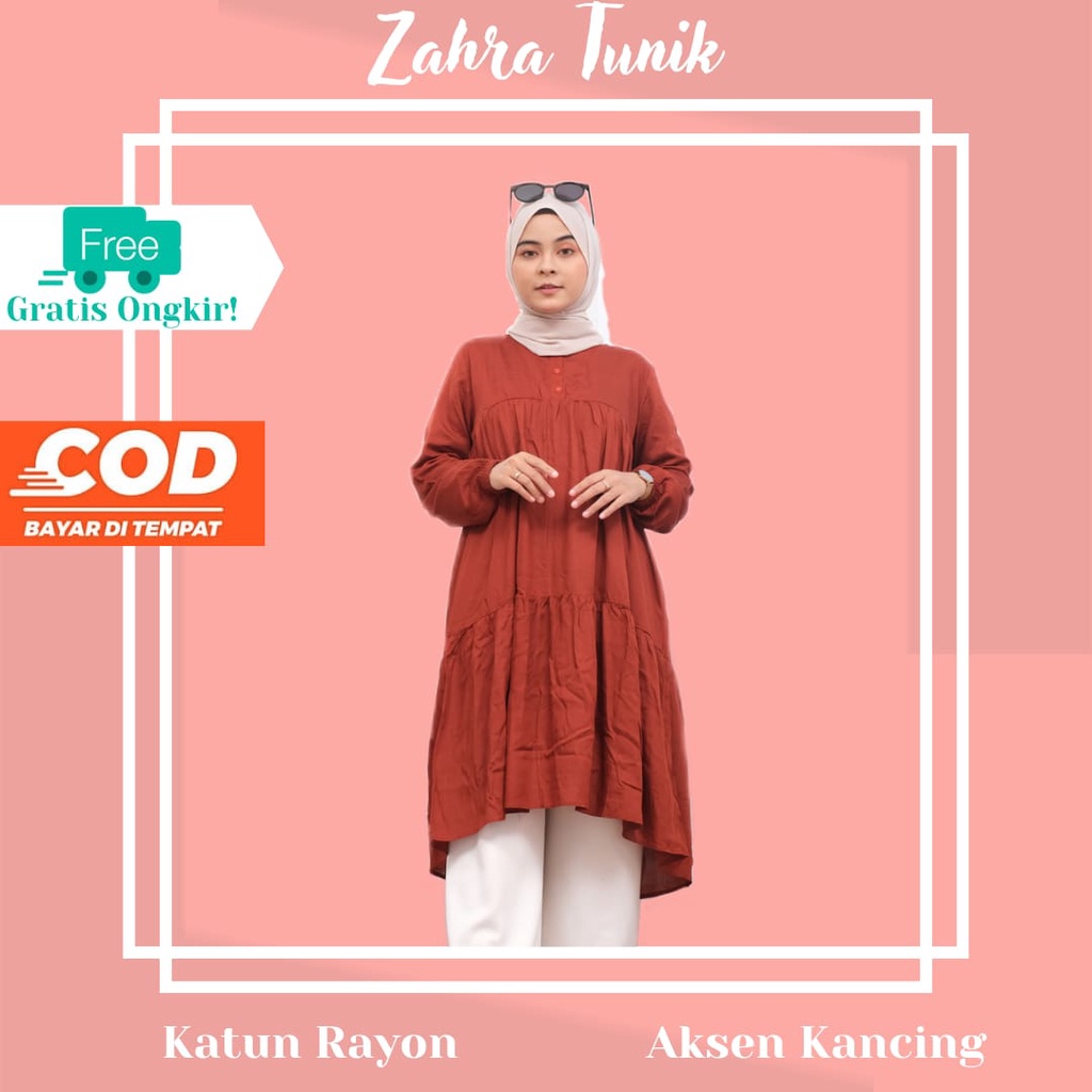 BAJU ATASAN WANITA - TUNIK - TUNIK RAYON - FASHION MUSLIM - ZAHRA TUNIK