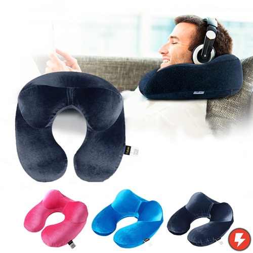 Flashmart Bantal Leher U-Shape Inflatable Travel Neck Pillow