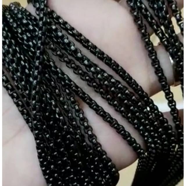 Kalung Titanium Pria Hitam panjang 75 cm