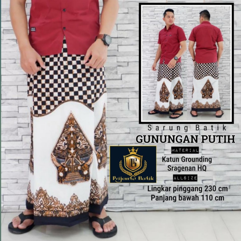 Sarung Batik Gunungan Putih Prijanto BINTANG HITAM KONGO PUTIH SEMAR KOSONG LUMERA ANGSA JOKAWUNG TARA TABALANG NAVY TABALNGA BUMIRETAWU REBAS JALARI GURDOFLO BATIK SOLO AMANAH BATIKSOLOAMANAH JAYANEGARA SUKET SEGORO BABON ANGREM MERAK KHAYANGAN