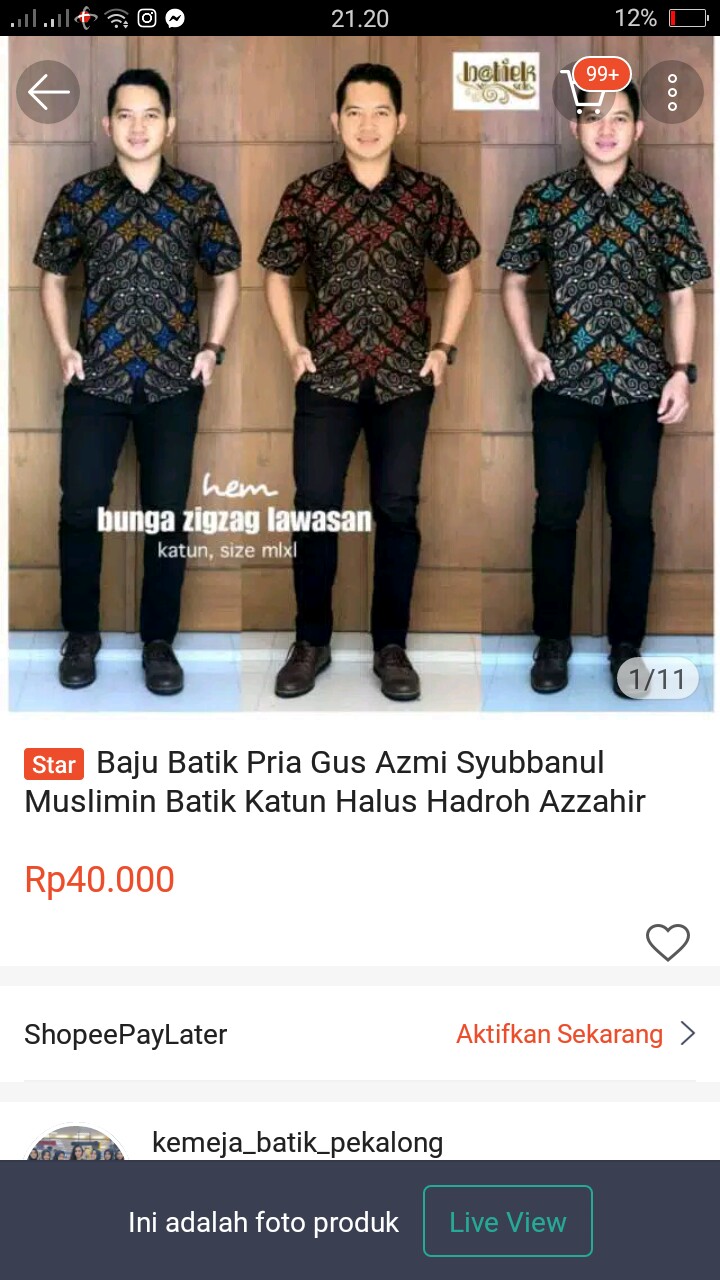 Baju Batik Pria Gus Azmi Syubbanul Muslimin Batik Katun Halus Hadroh Azzahir Santri Muslim, Moderen