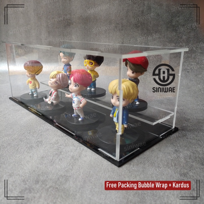 Kotak Akrilik BTS Tiny Tan Box Display Tingkat Acrylic Tebal 2mm 3mm Diecast Puzzle Bongkar Pasang Miniatur