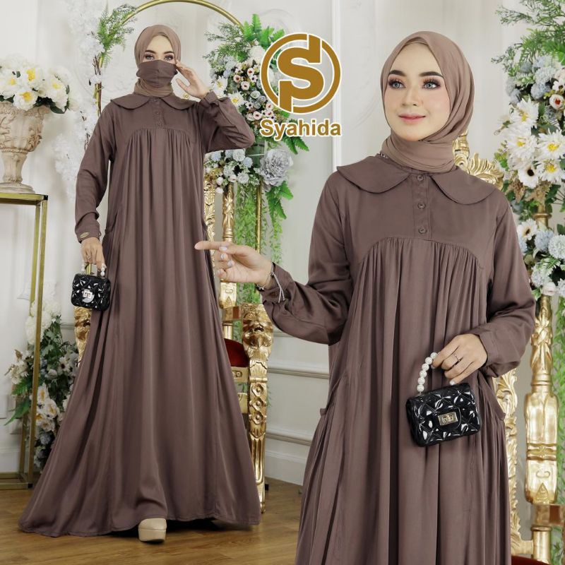 [BISA COD] GAMIS SYAHIDA POLOS • KATUN UNiQLO • GAMIS TERBARU • GAMIS POLOS