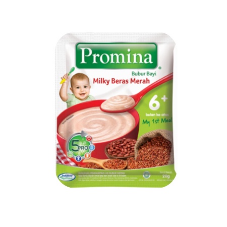 Bubur bayi 6 Bulan PROMINA Rasa Milky Beras Merah 20 gr SACHET MP ASI MPASI baby Makanan Pendamping ASI 6bulan 6 bulan 6+ 6m Instant Instan Praktis Mudah Sehat 20 gram