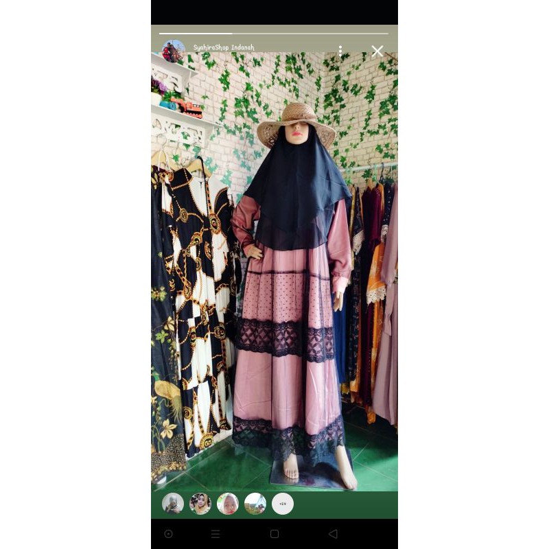 1 SET HIJAB gamis satin premium mix tile real pict gamis bangkok