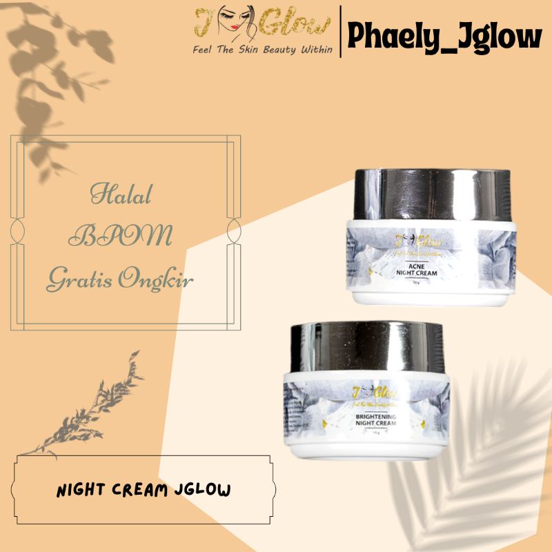 Night Cream jglow skincare brightening dan acne aman halal bpom