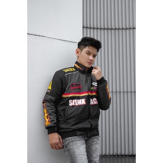 Jaket Nascar Jaket Parasut Jaket Salviohexia Jaket Salvio Hexia Jaket Outdoor Jaket Pria Abu Hitam