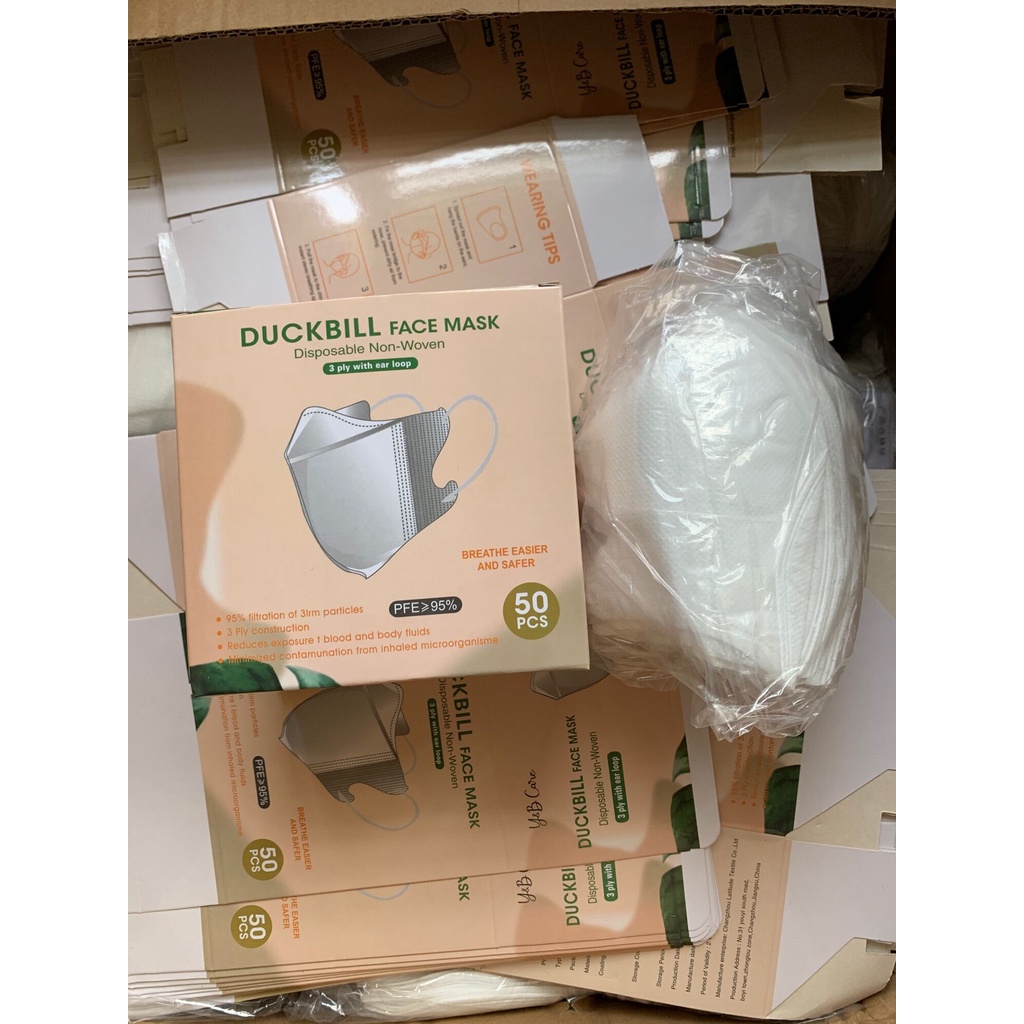 MASKER DUCKBILL PUTIH / HITAM 3D 3ply ISI 50pcs Setara Mouson Alkindo-5