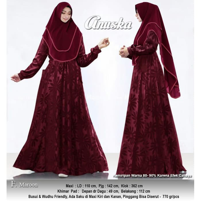 Baju Busana Muslim Wanita Gamis Syari Pesta Ceruti Anuska Terbaru