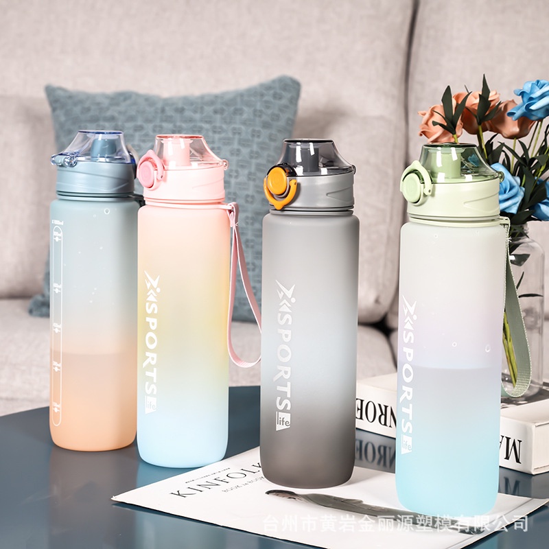 Botol Minum Motivasi 1 liter Tutup Flip Drink Reminder Botol Minum Tumbler Olahraga Sport Unik 1 liter-2