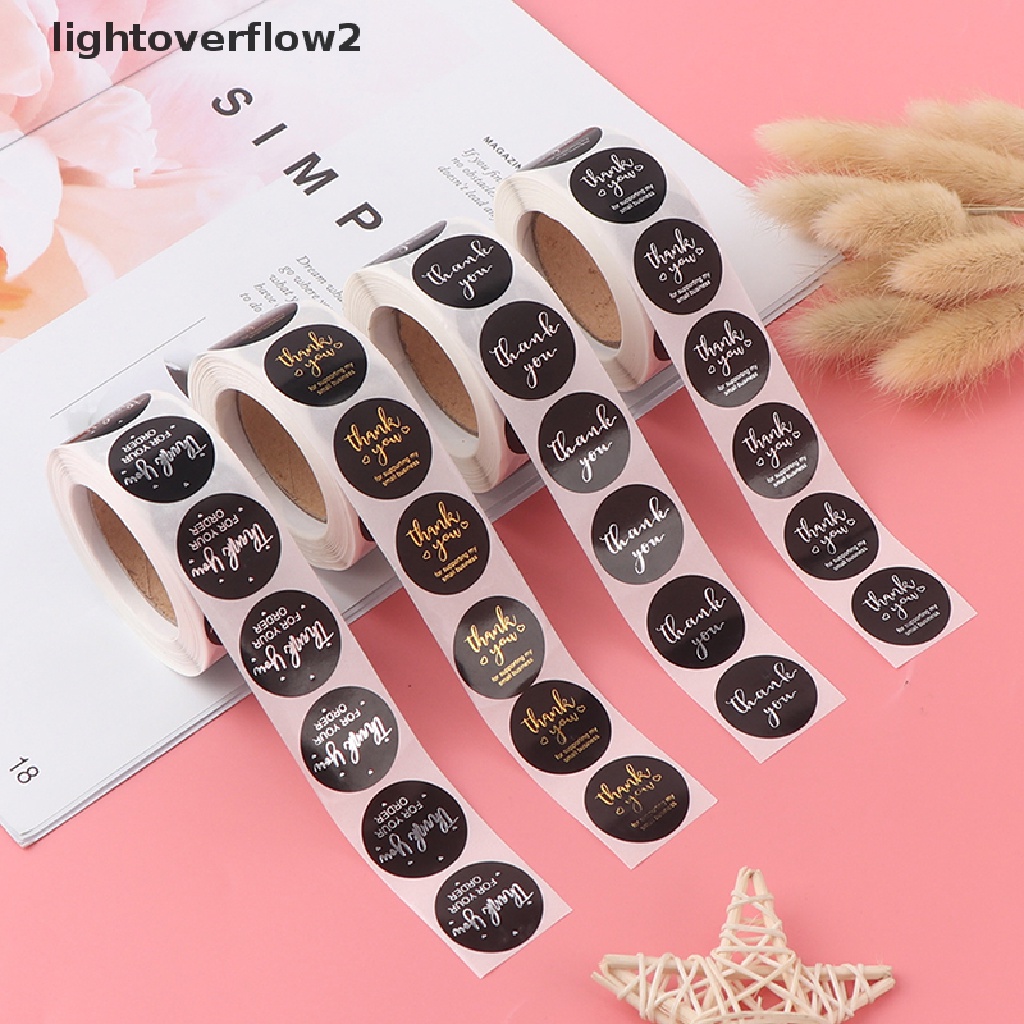 (lightoverflow2) 500pcs / roll Stiker Label Tulisan Thank You Untuk Dekorasi Scrapbook / Cupcake