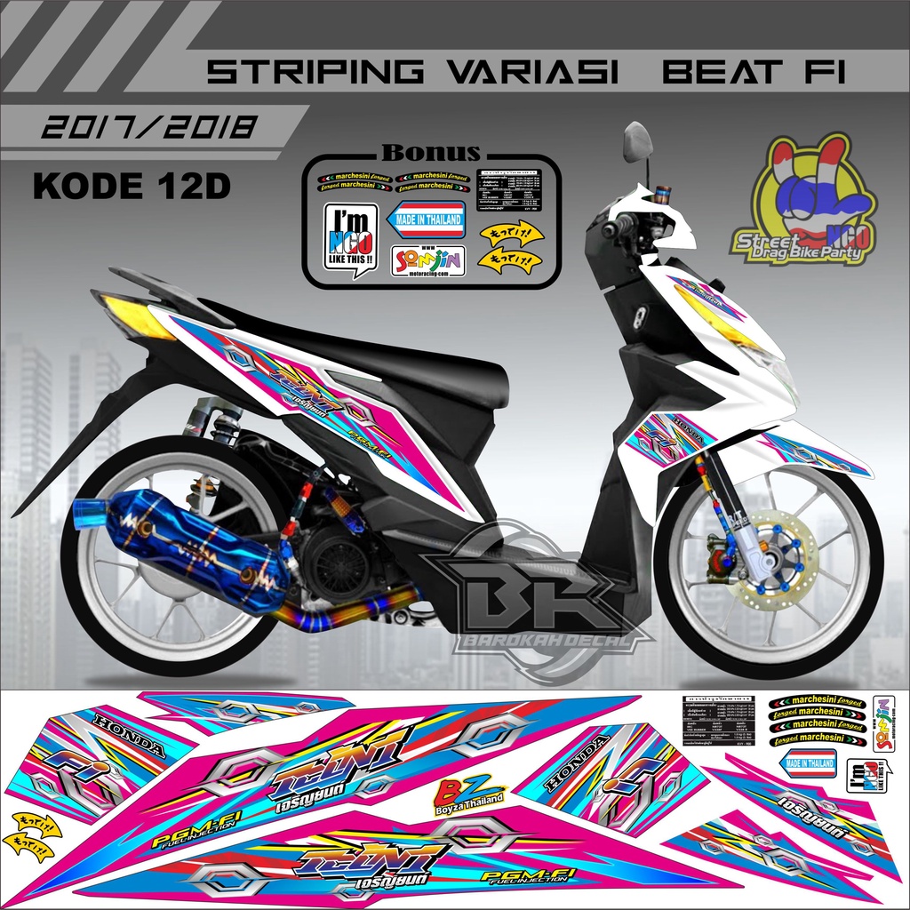 Striping Beat 2017-2019 Stiker Lis Motor Beat kode 12