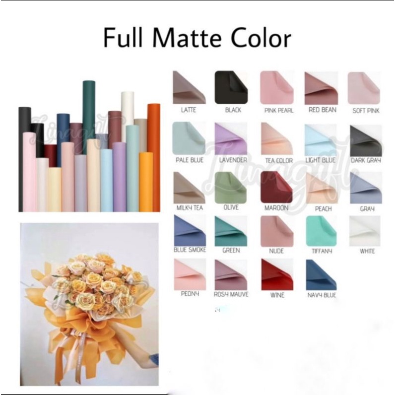 

Cellophane Full Matte Solid Color Flower Wrapping Paper Kertas Bunga Buket Florist