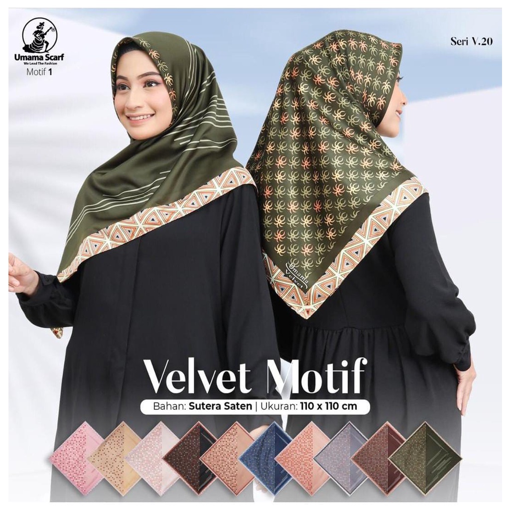 Segiempat Motif Hijab SILK OLIVIA MOTIF UMAMA 110x110 Butter Silk Velvet Motif-V.20 Motif 1