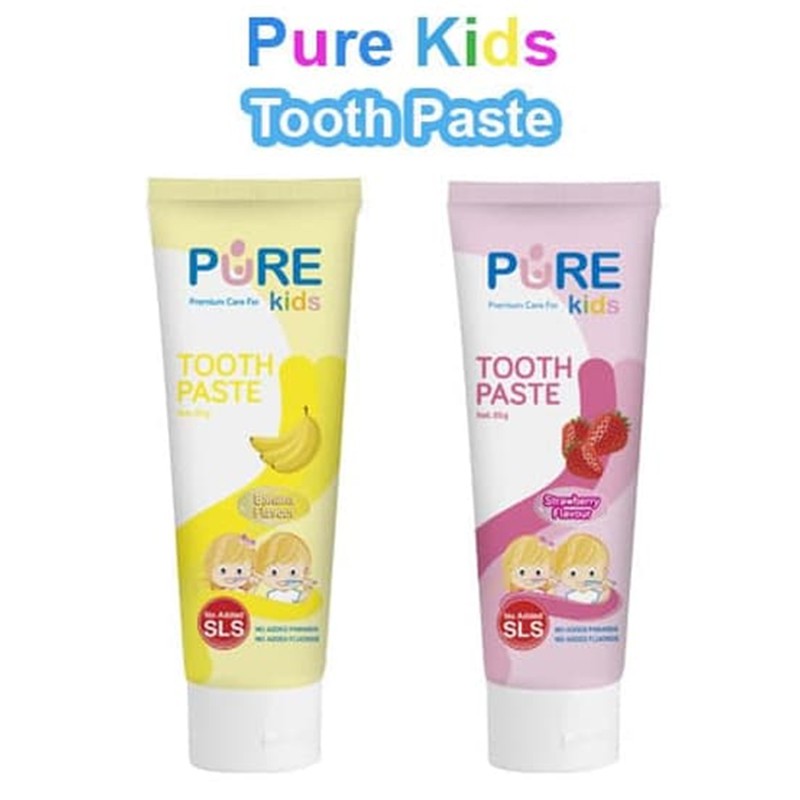 Pure Kids Tooth Paste 50gr Pasta Gigi Anak Pure Banana Strawberry