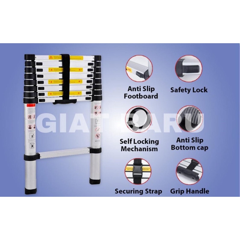 Tangga Teleskopik 2Meter Serbaguna (Tangga Lipat Aluminium Telescopi)