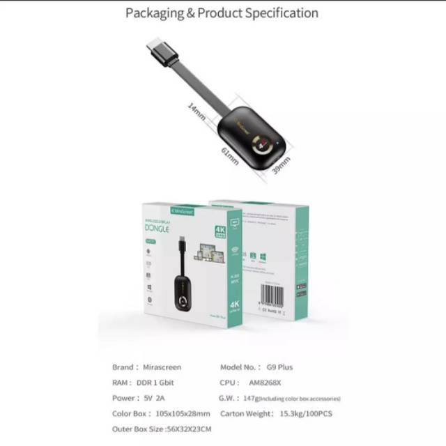 DONGLE MiraSreen G9 Plus, Mirrorink