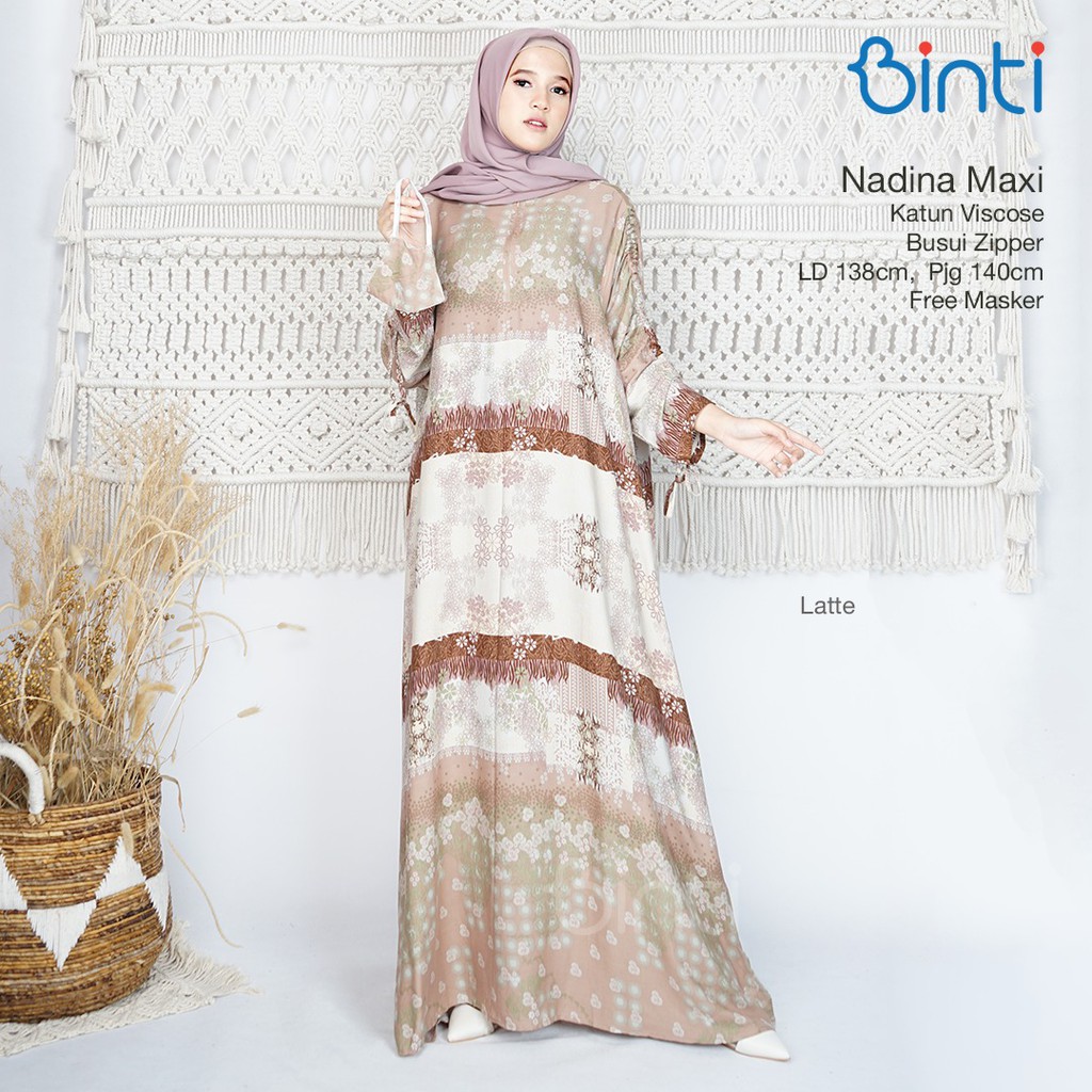 Nadina Baju Gamis Wanita Jumbo Ld 138 Katun Rayon Viscose Ori Binti