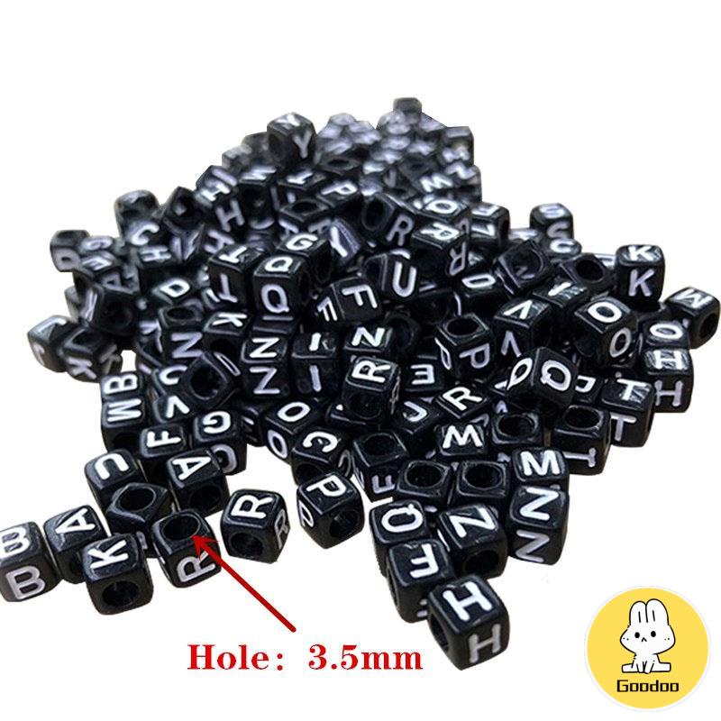 100 Pcs/pack Diy Hip-Hop Punk Hitam Gelang Persegi Manik-manik Aksesoris Fashion -Doo