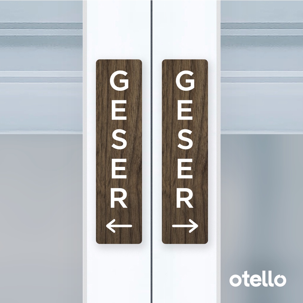 Otello Geser Sign Board Aklirik Slide Signage Acrilic Papan Tempelan Pintu Acrylic Wooden Kayu Sign Label Akrilik