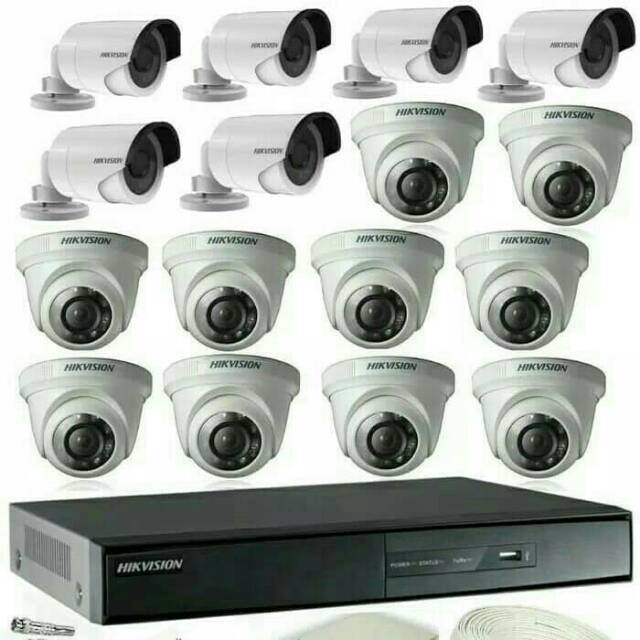 Paket cctv 16 ch full set hikvision 2mp komplit tinggal pasang + hdd 2 TB komplit