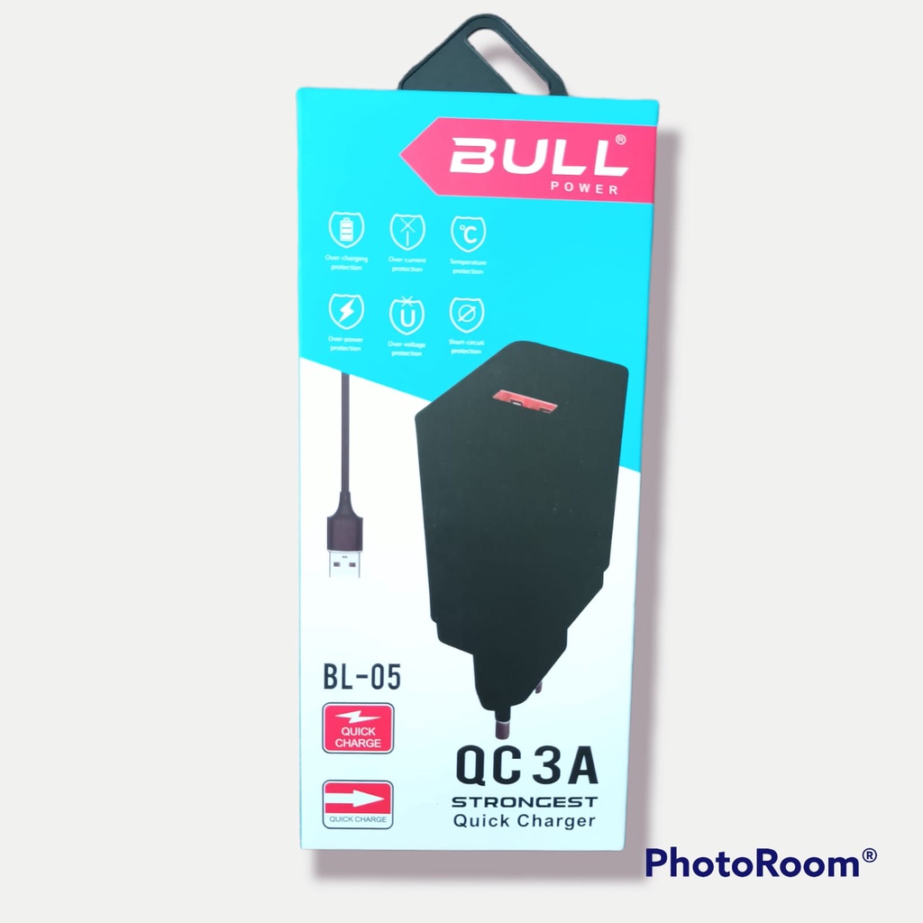 TERMURAH TRAVEL ADAPTOR CHARGER BULL BL05 QUICK CHARGER 3.0 A FAST CHARGING