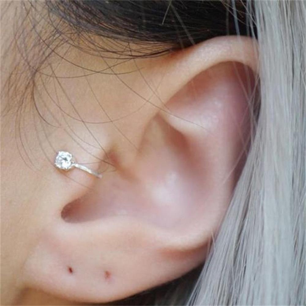 Solighter Zircon Ear Cuff 6mm 4mm Wanita Pria Perhiasan Anting Non Piercing