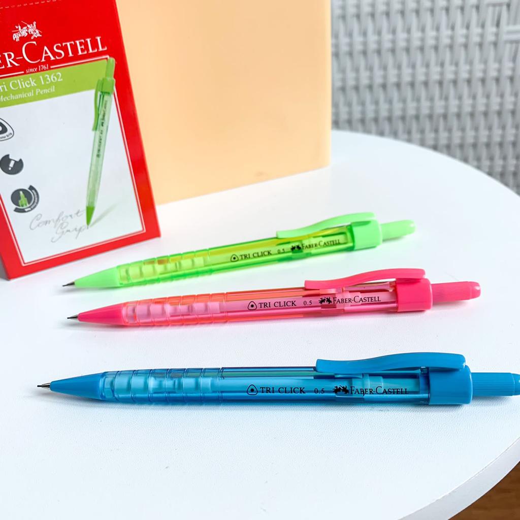 PENSIL MEKANIK FABER CASTELL 2B READY 3 WARNA PINK BIRU HIJAU ADA HAPUSAN NYA HARGA TERMURAH KUALITAS IMPORT