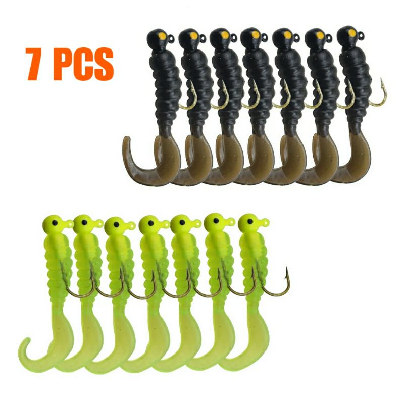 [BISA COD] Umpan Pancing Silikon Cacing Buatan Soft Lure Fishing Bait 7 PCS