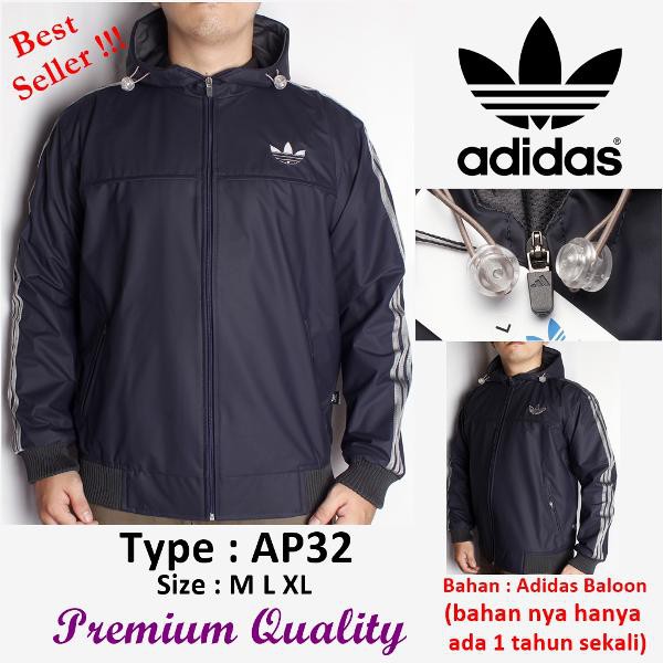 * TERBARU* BEST SELLER  Jaket Adidas Waterproof Hoodie parasut Black / Hitam , Jaket motor pria