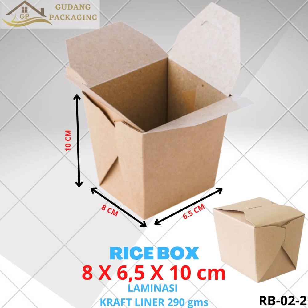

RICE BOX DUS KARDUS KOTAK NASI ROTI KUE SNACK FOOD PAIL TEBAL 290gsm 8x6,5x10 cm LAMINASI FOOD GRADE RB-02-2PE