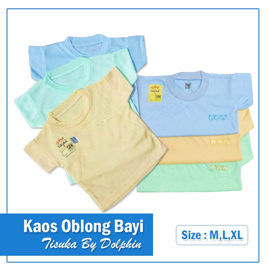 Kaos Oblong Bayi Dolphin Pendek Bahan Halus &amp; Lembut M L XL