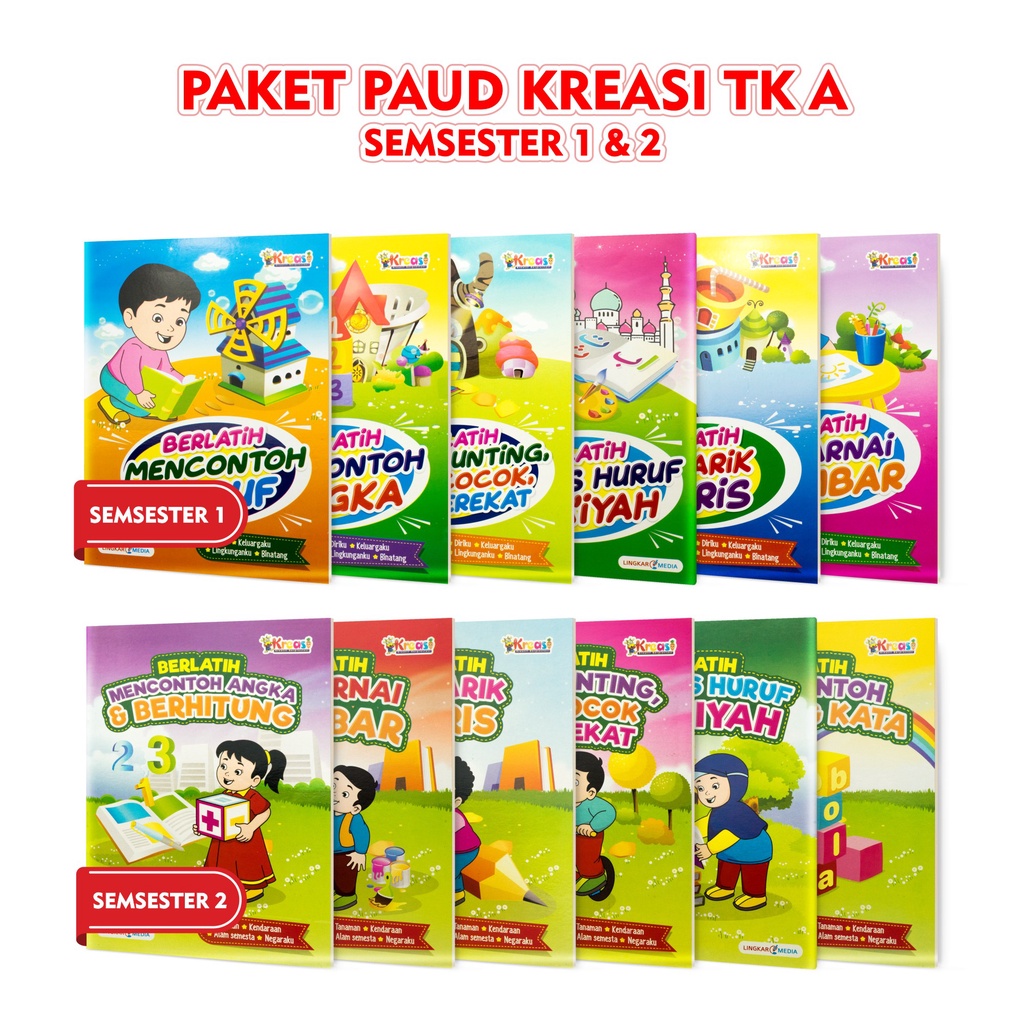 Buku Anak TK PAUD / Paket PAUD TK A 6 Buku Seri Kreasi Semester 1 Dan Semester 2 Sesuai Kurikulum Te