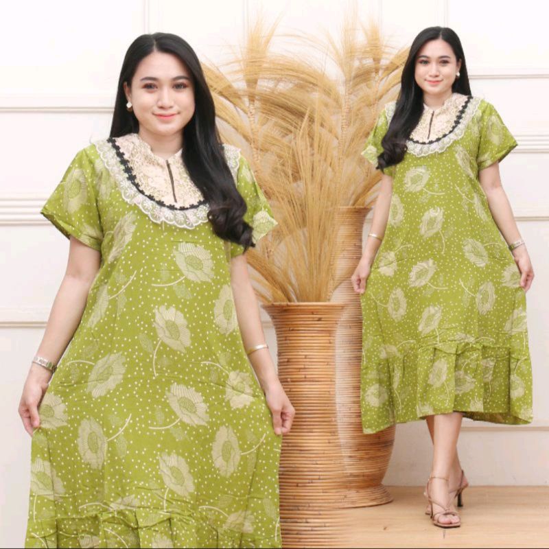 DASTER ARAB RENDA MOTIF KIPAS/DASTER  BORKAT KEKINIAN/DASTER ARAB MOTIF-Lime tile bunga