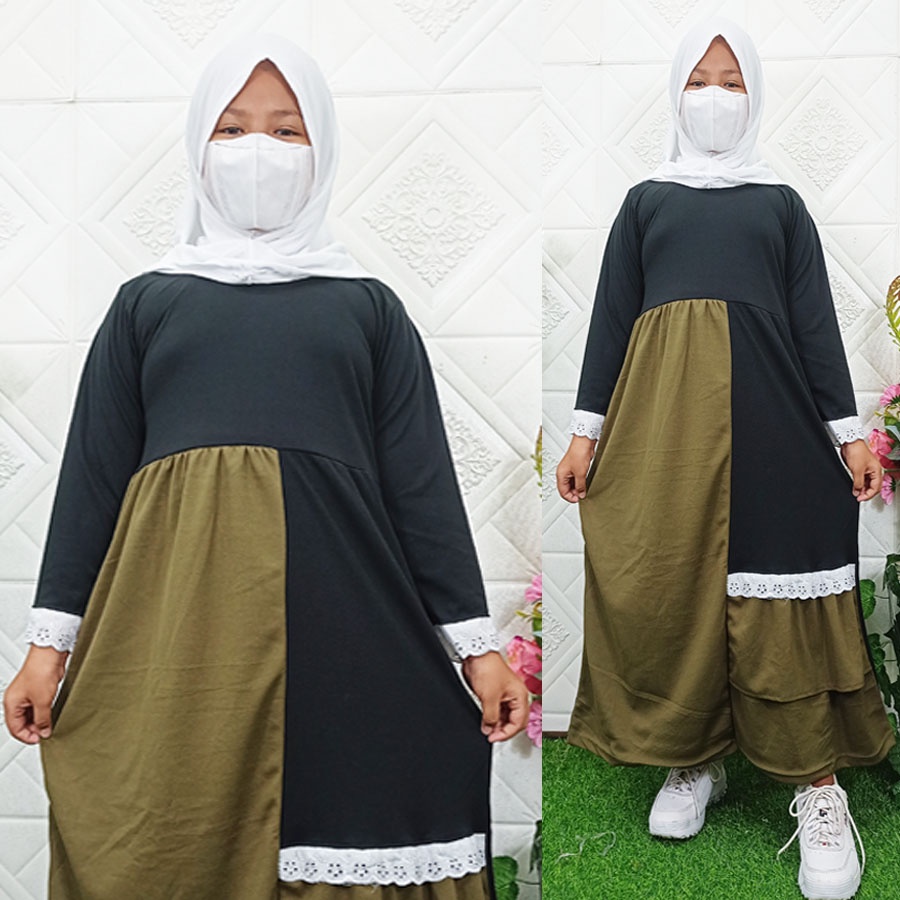 Lulu Syar’i Kids Gamis Dress Anak Mix Renda Kombinasi CARLINA