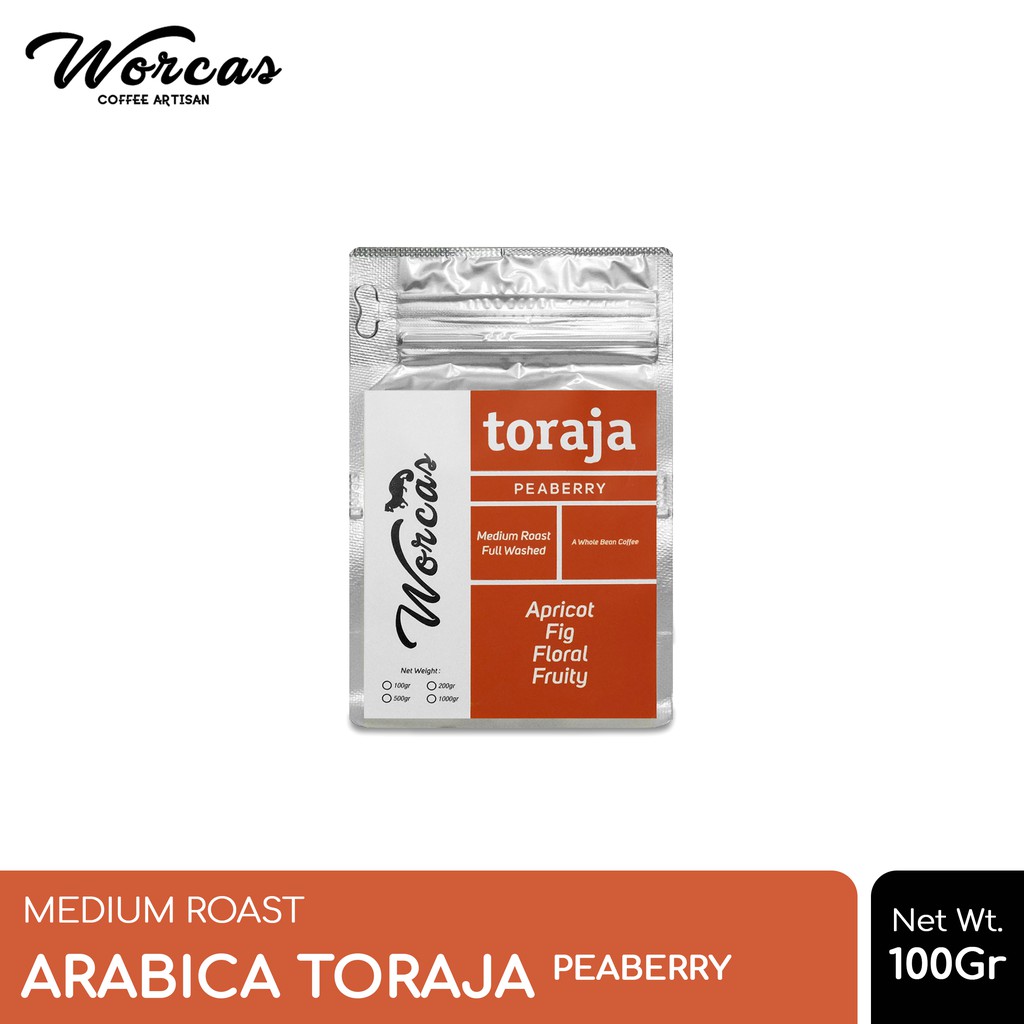 

WORCAS Kopi Arabika Toraja Peaberry 100 Gram - Medium Roast