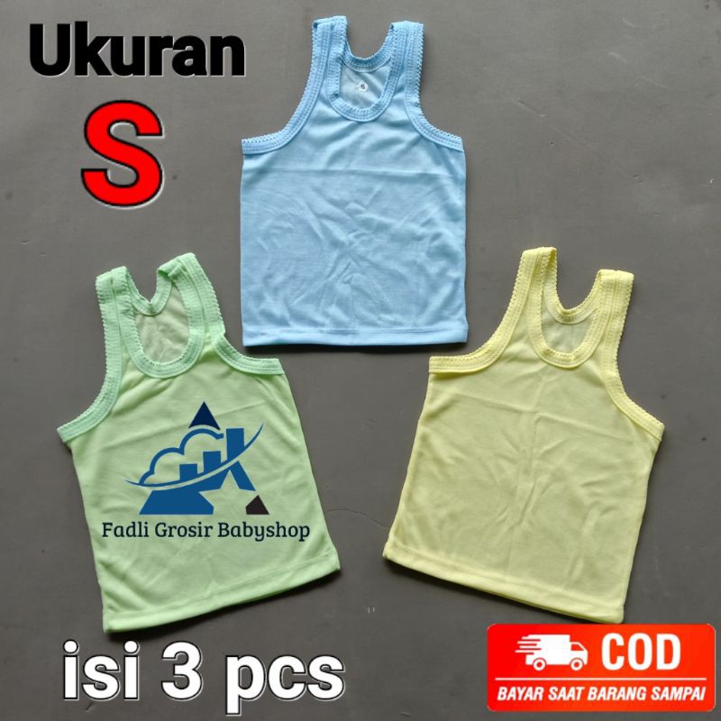 Singlet Bayi Ukuran S Isi 3 pcs ( 3 Warna ) Terbaru