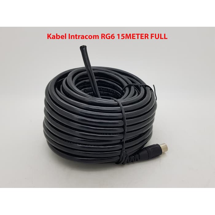 Kabel Antena TV INTRACOM 15M FULL Plus Jek Konektor Ke TV Berkualitas 15 Meter INTRA COM Coaxial Cable Set Top Box STB DIGITAL Atau Antenna Biasa Parabola Receiver