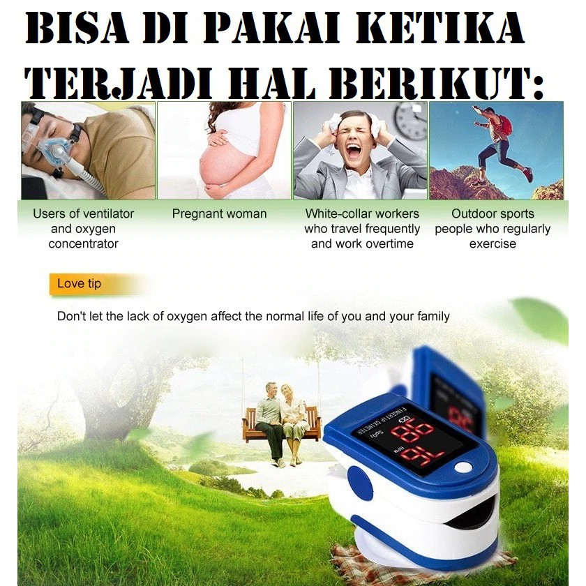 SAIIA Oximeter Pengukur Kadar Oksigen Dalam Darah / Detak Jantung SPO2 dengan Monitor LED