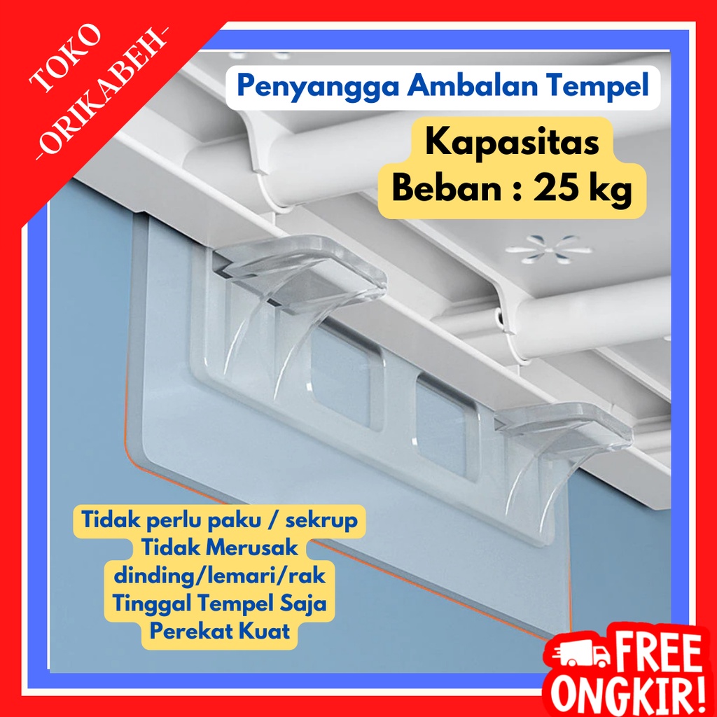 Bracket Siku Penahan Penyangga Papan Rak Ambalan Lemari Tempel Plastik