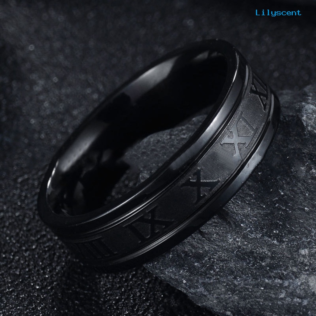 Ls Cincin Bahan Stainless Steel Desain Angka Romawi Gaya Simple Untuk Pria