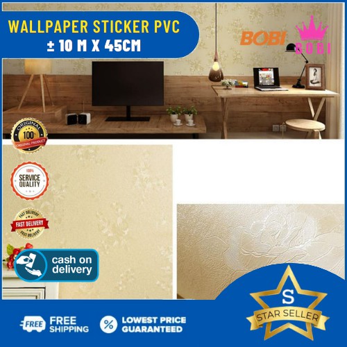 Wallpaper Sticker Motif Bunga samar Kuning 81035-F5 / Wallpaper New 2020 / Ukuran 9mx45cm