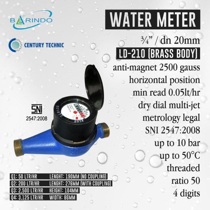 Pertukangan - Water Meter / Meter Air Barindo Ld210 3/4"